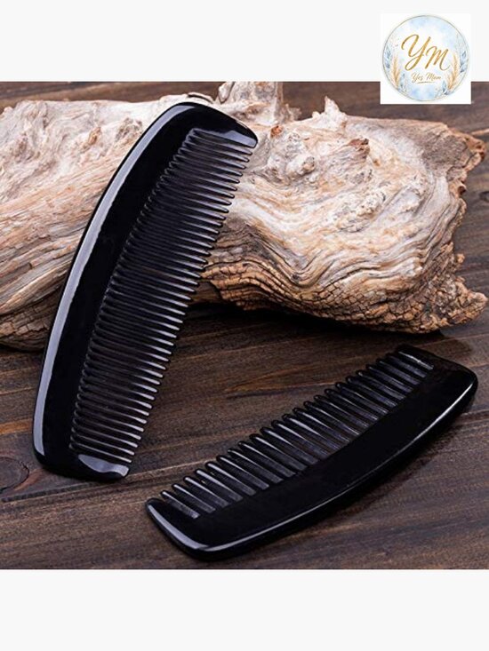 Natural Ox Horn Hair Comb Anti-Static Handmade 6 Inch Wide Tooth main image 7